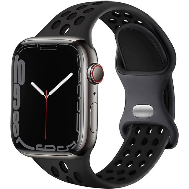 Compatible with Apple Watch Band Men Women, Breathable Silicone Sport Replacement Wristband Strap for Size:42/44/45/49mm/Black