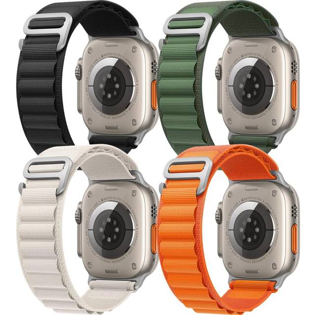4 Pack Apline Loop Bands Compatible with Apple Watch Ultra 41mm 40mm 38mm, Nylon Sport, Titanium G-Hook Strap for iWatch Series 8 7 6 5 4 3 2 1 SE