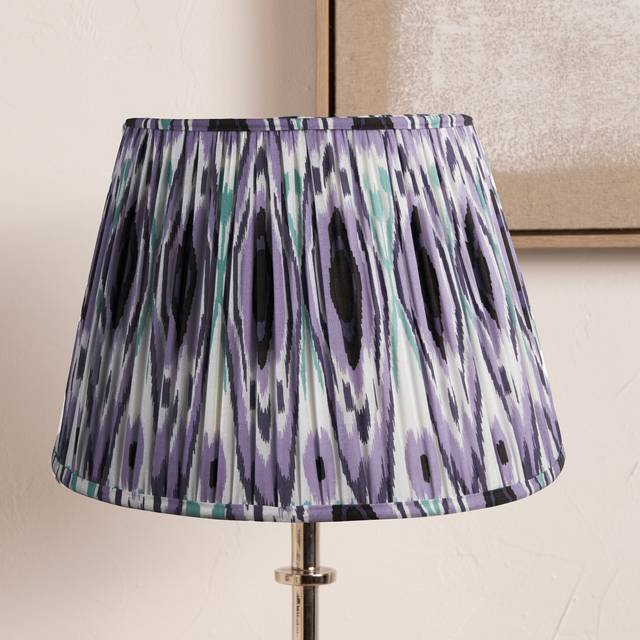 Pleated Cotton Cylinder Shade - Blue (24cm H x 35cm W x 35cm D)