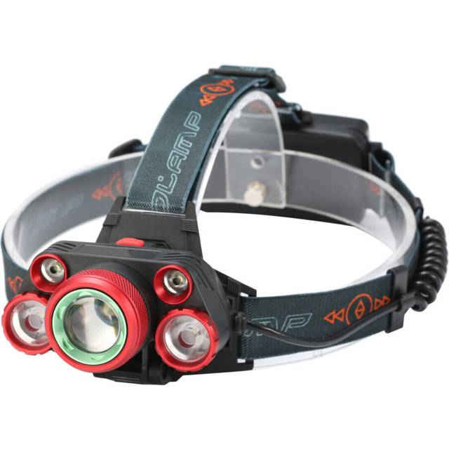 (Red, EU Plug) 1000LM 5 LED Headlight 5 Modes Adjustable Flashlight IPX6 Waterproof Rechargeable Work Lamp Outdoor Camping Cycling