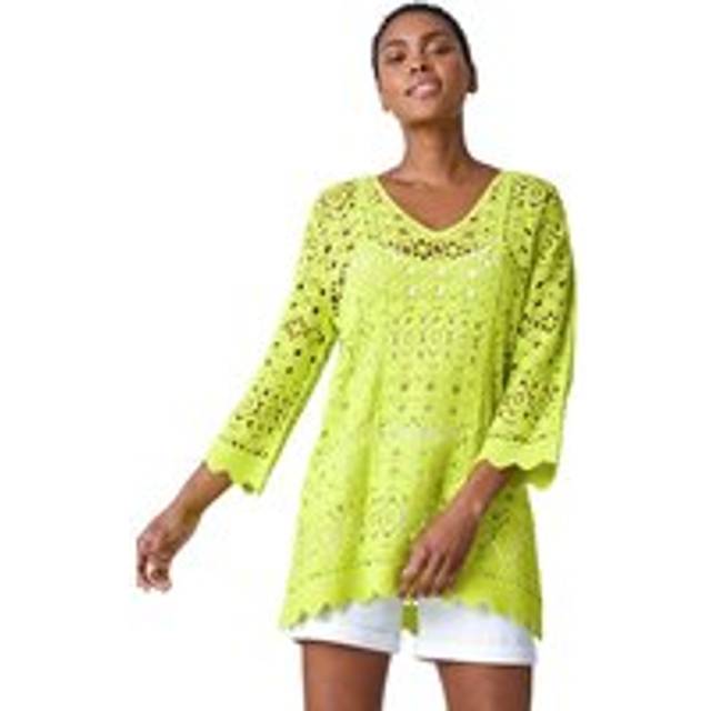 Cotton Crochet Tunic Top - Lime - Size 10 - Roman