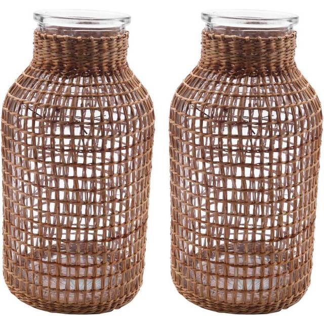 2X Straw Glass Flower Vase Japanese Flower Pot in the Nordic Contracted to -L