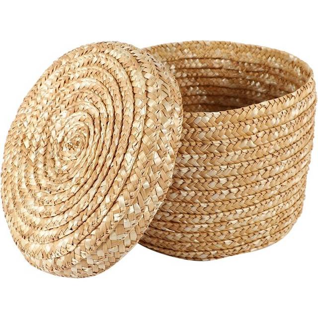 Wheat Straw Woven Storage Basket Storage Basket Innovative Basket Rustic Natural Brown Finish Storage Decorative Basket