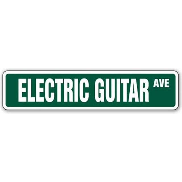 SignMission SS-624-Electric Guitar 6 x 24 in. Electric Guitar Street Sign - Band Signs Player Music Lessons