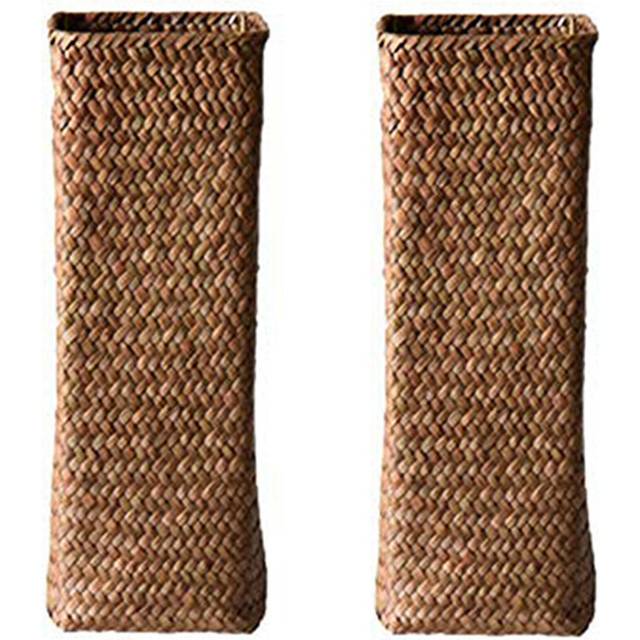 2X Rattan Flower Vase Bamboo Baskets Decoration Vases Flower Fruit Basket Flower Vase Tall Vases for Home Decor Brown