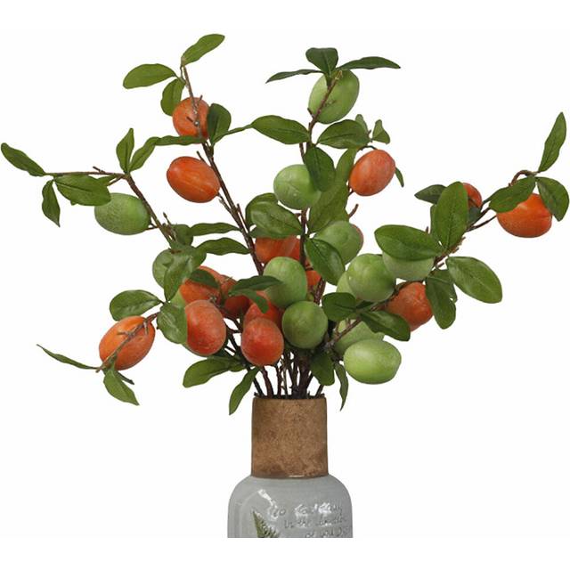 45cm 2PCS Artificial Loquat Fruit Branch Foam Fake Fruits Faux Flowes Plants Green Leafs Living Room Decor Floral Arrangement