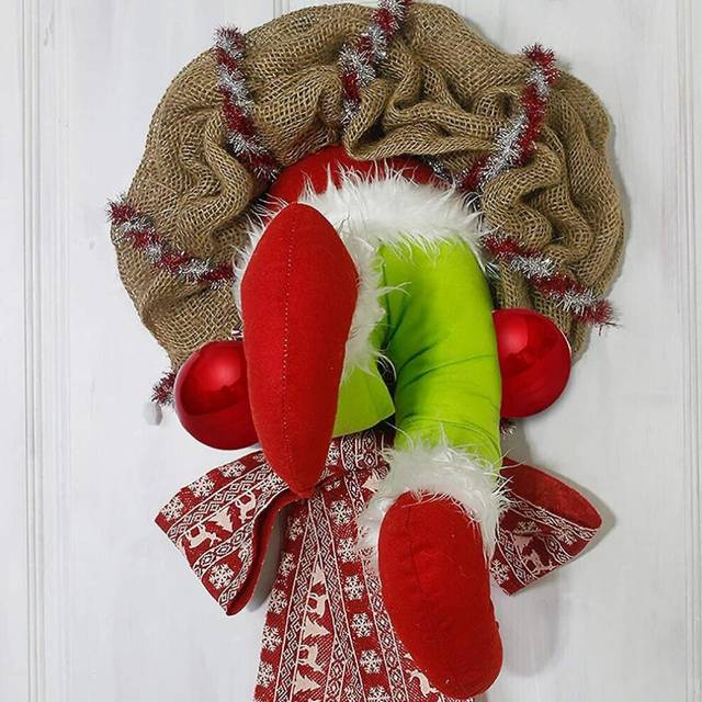 Wreaths For Front Door, How The Christmas Thief Stole Christmas Burlap Wreath, Funny Christmas Decorations For Windows Fireplace