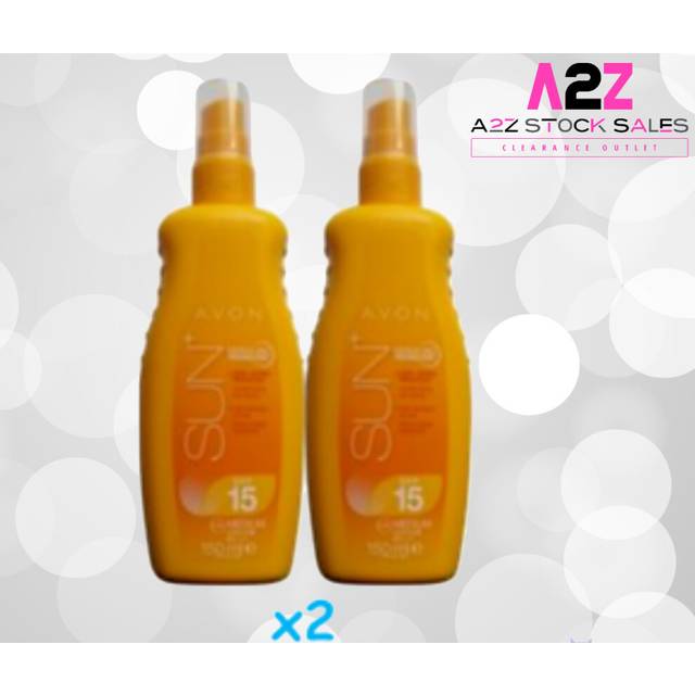 2 X AVON - SUN+ MOISTURISING SUN SPRAY SPF15 150ML
