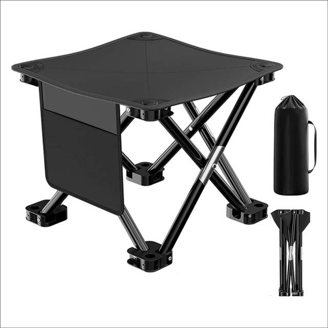 Camping Stool, Stool perfect for Adult Fishing Outdoor Walking Beach Picnics to 450Lbs, Black