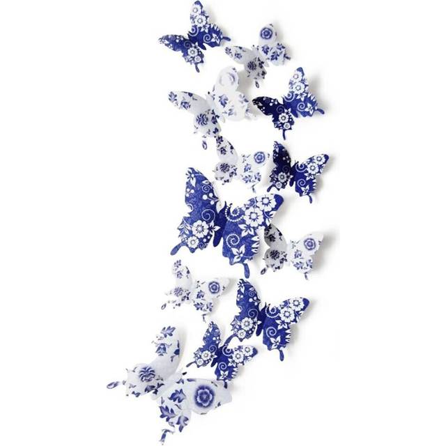 36pcs 3D Wall Sticker, Beautiful White Spots Flower Butterfly Decor Wall Decals, Removable Diy Home Decorations Art Decor Wall Stickers & Murals