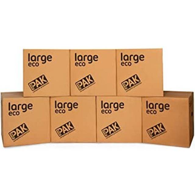 StorePAK Eco Archive Storage Moving Boxes with Handles (Pack of 7) - 64 Litres - 100% Recyclable - H 40.5 x W 40.5 x D 40.5cm - LARGE