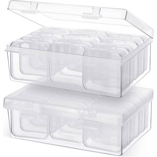 24 Pcs Small Bead Organizer Bead Case Storage Organizer Diamond Art Containers Accessory Storage with 2 Pcs Hinged Lid