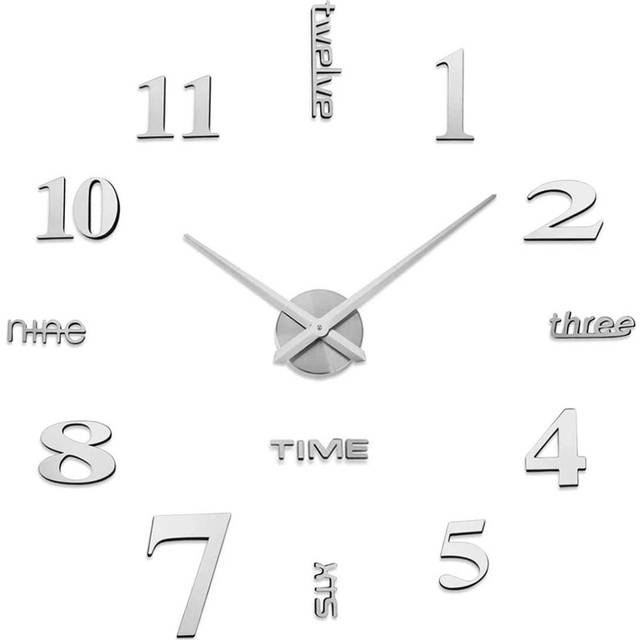 Elegant Large DIY Frameless 3D Mirror Surface Effect Wall Clock Oversized Time Hours Clock Home Decoration Living Room-Back