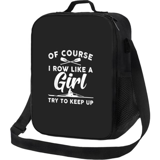 Kids Lunch Bag Funny Rowing Art For Girls Women Crew Rowing Row Coxswain Insulated Tote Box for Girls Boys Back to School