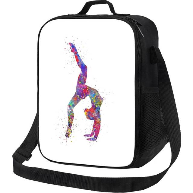 Kids Lunch Bag Gymnastics Girl, Watercolor Gymnastics, Teen Gift, Gymnastics Wall Art Insulated Tote Box for Girls Boys Back to School