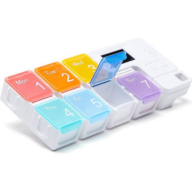 (8-grid plastic plate bright red) 4/8/14 Grid Intelligent Pill Organizer Case with Electronic Timing Reminder