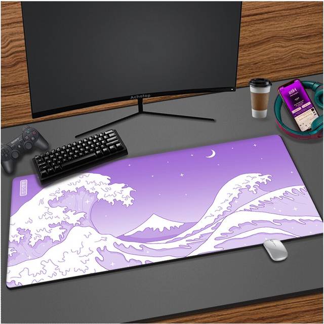 (a-EP111111 (5) 400x900x2mm) The Great Wave Off Pink Mouse Pad XXL Large Gaming Mousepad For Gamer Laptop HD Print Rubber Keyboard Mouse Mat Japanese