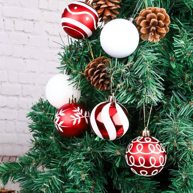 24Pcs Baubles Xmas Tree Hanging Ornament Ball Home Yard Small Party Decors Gift
