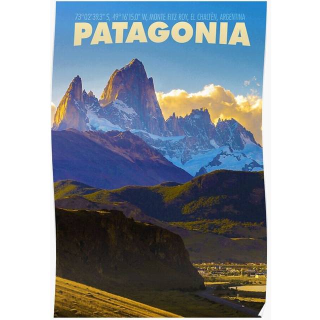 Posters Vintage-Style Patagonia Travel 16x20 inch or 20x20 inch Wall Art Soccer Print