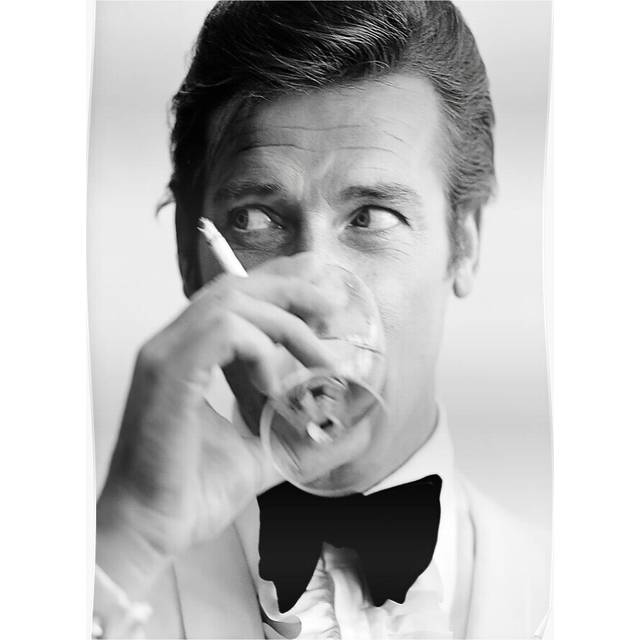 Posters Roger Moore with Martini Retro Vintage 16x20 inch or 20x20 inch Wall Art Soccer Print