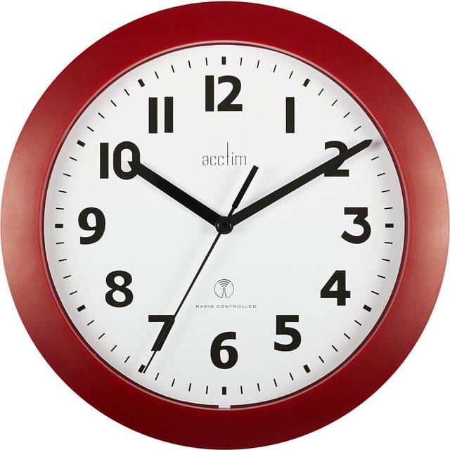 Acctim 74314 Parona, Red Radio Controlled Wall Clock, 23cm Diameter