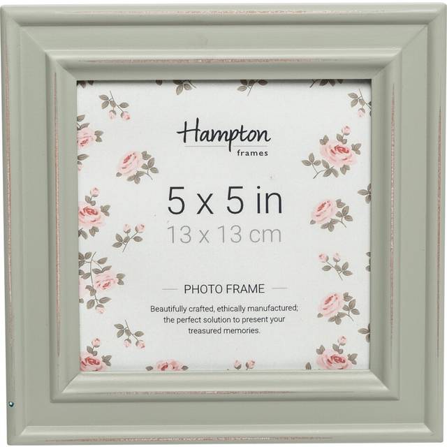 "PAL301955S Paloma Square Photo Frame 5x5"" (13x13cm) Sage Green Painted Distressed Wood Finish. Drop in Backs with Swivel Clips. 30mm Wide Country..."