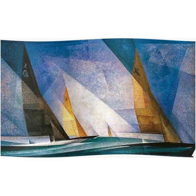Posters Sailboats nautical, maritime landscape coastal painting by Lyonel Feininger 16x20 inch or 20x20 inch Wall Art Soccer Print
