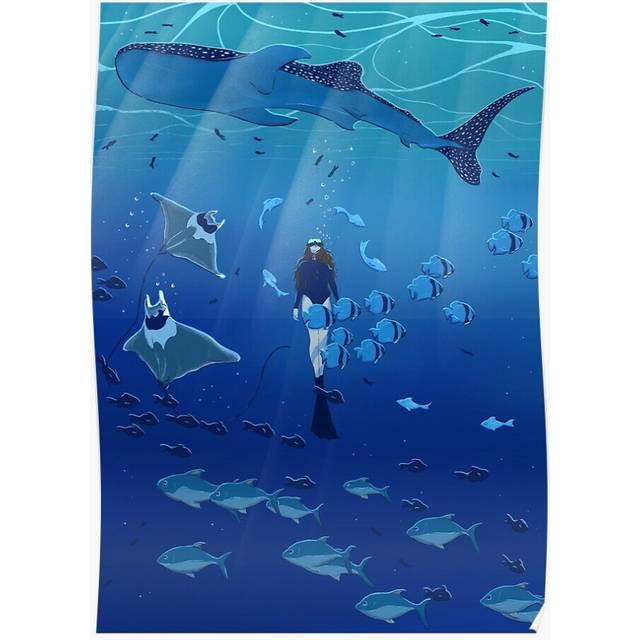 Posters Underwater 16x20 inch or 20x20 inch Wall Art Soccer Print