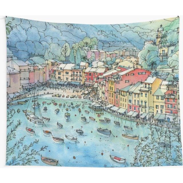 Tapestry 60x50inch Portofino, Italy Wall Hanging Art DÃ©cor Living Room