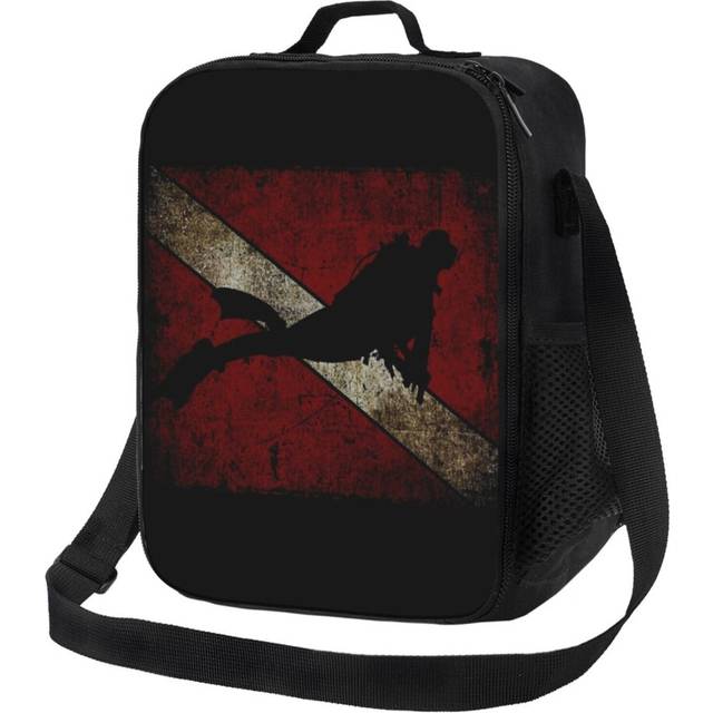 Kids Lunch Bag Scuba Diving Flag, Logo, Vintage Look Insulated Tote Box for Girls Boys Back to School