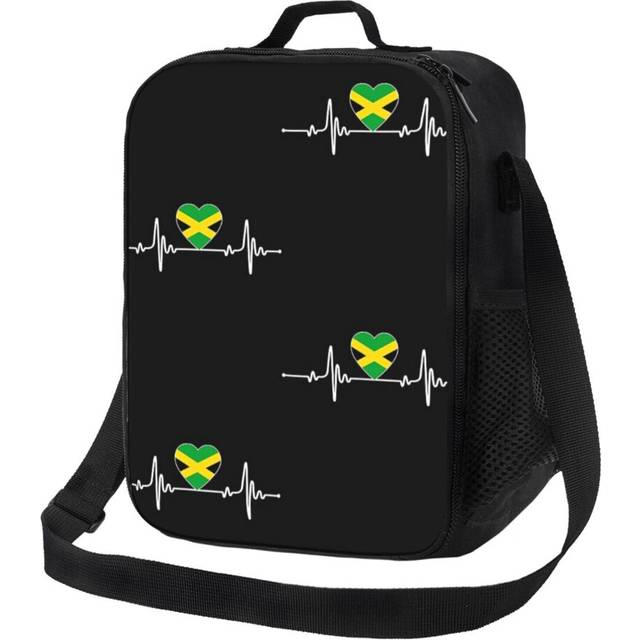 Kids Lunch Bag Womens Patriotic Jamaican Flag Top For Independence Jamaican Pride Insulated Tote Box for Girls Boys Back to School