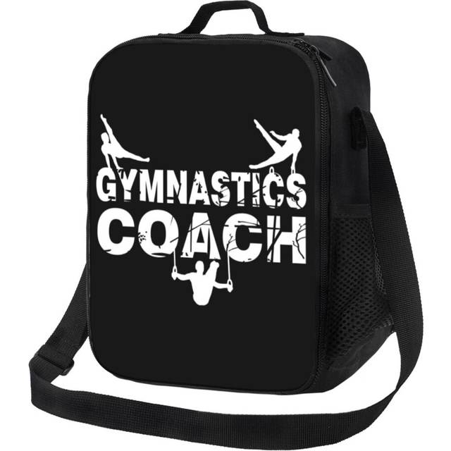 Kids Lunch Bag Gymnastics Coach, Men's Gymnastics Dark Insulated Tote Box for Girls Boys Back to School