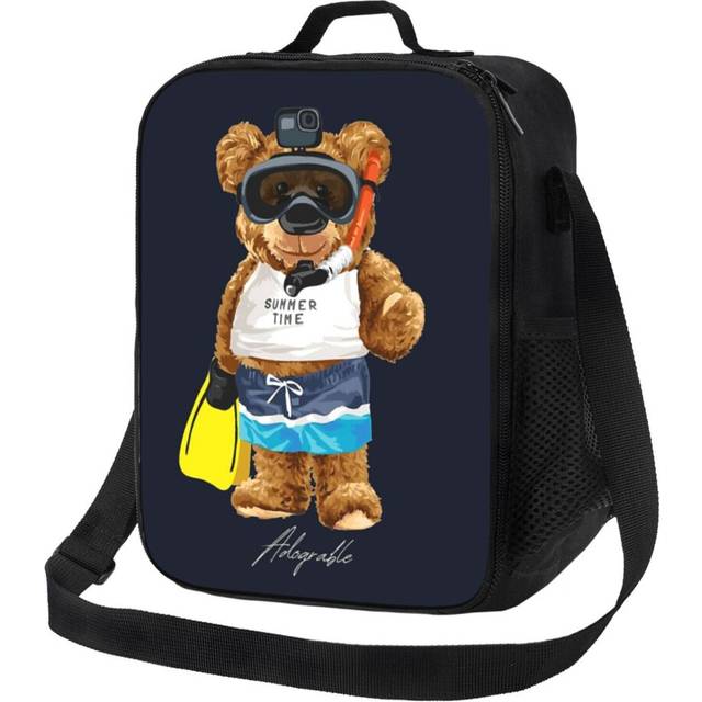 Kids Lunch Bag Cute Snorkeling Bear - Adograble Scuba Diving Insulated Tote Box for Girls Boys Back to School