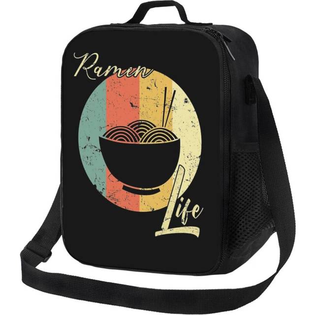 Kids Lunch Bag Ramen Life Japanese Noodles Lover Vintage Retro Style Insulated Tote Box for Girls Boys Back to School