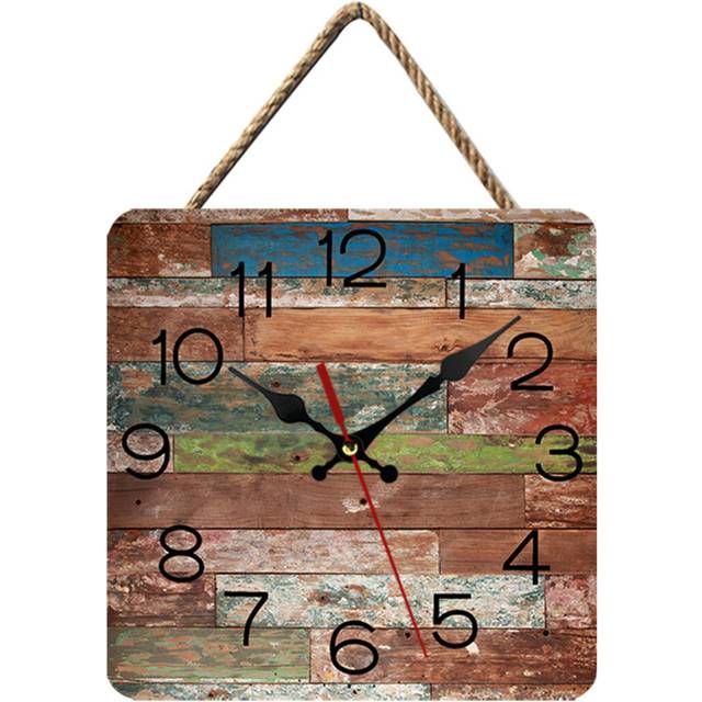 "10"" Wooden Wall Clock Silent, Battery Powered, Vintage Round Country Coast Wall Clock Decor-D"