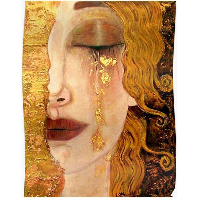 Posters Freya's Tears (Golden Tears) portrait by Gustav Klimt 16x20 inch or 20x20 inch Wall Art Soccer Print