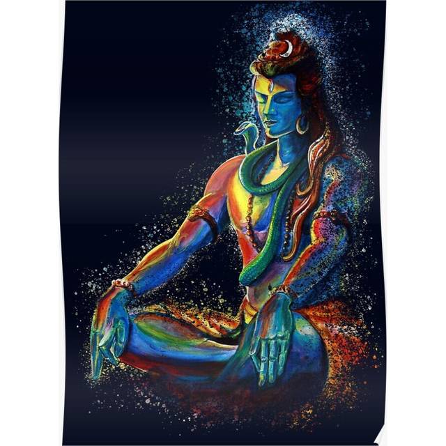 Posters Shiva in deep Meditation 16x20 inch or 20x20 inch Wall Art Soccer Print