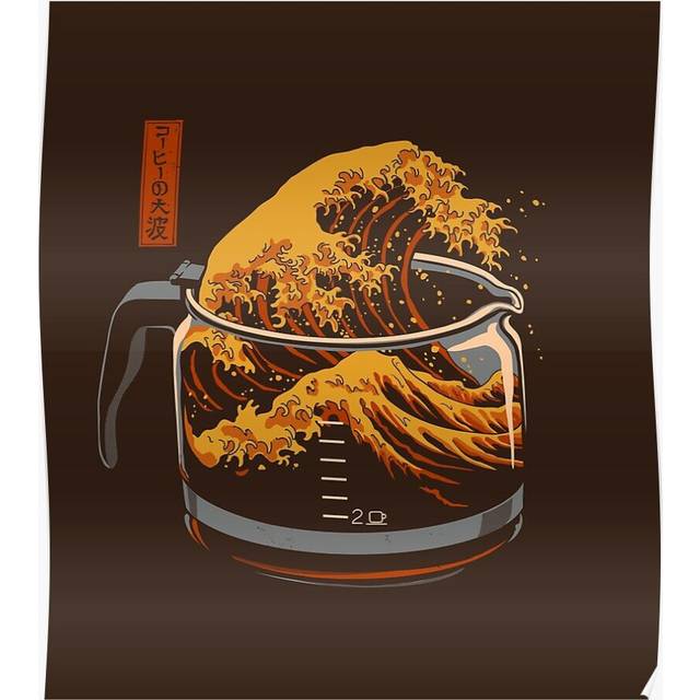 Posters The Great Wave of Coffee 16x20 inch or 20x20 inch Wall Art Soccer Print