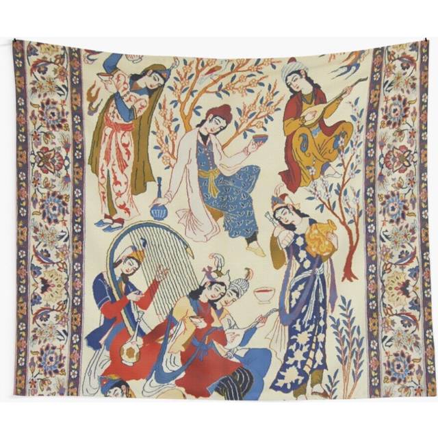 Tapestry 60x50inch Antique Persian Isfahan Rug Print Wall Hanging Art DÃ©cor Living Room