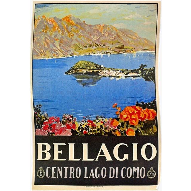 Posters Italy Bellagio Lake Como vintage Italian travel advert 16x20 inch or 20x20 inch Wall Art Soccer Print