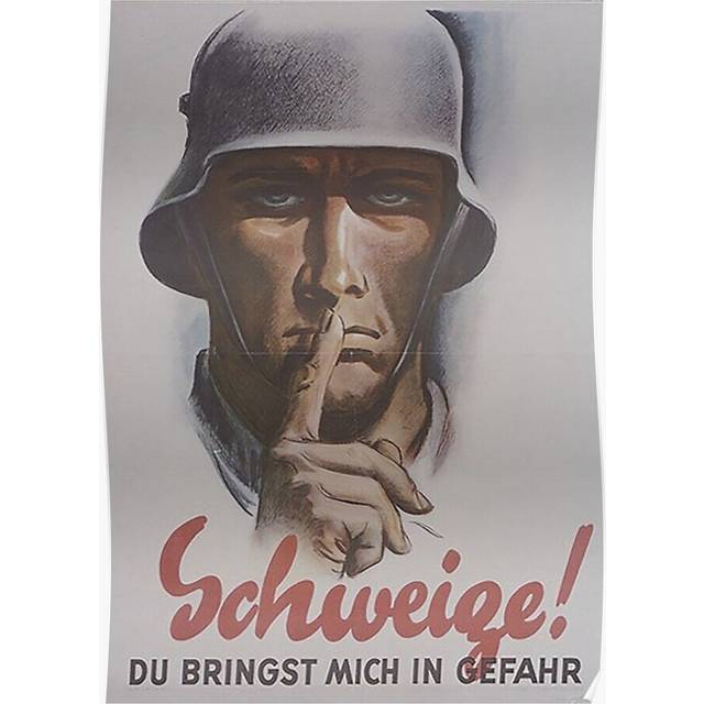 Posters WWII ..Keep Quiet..vintage German poster 16x20 inch or 20x20 inch Wall Art Soccer Print