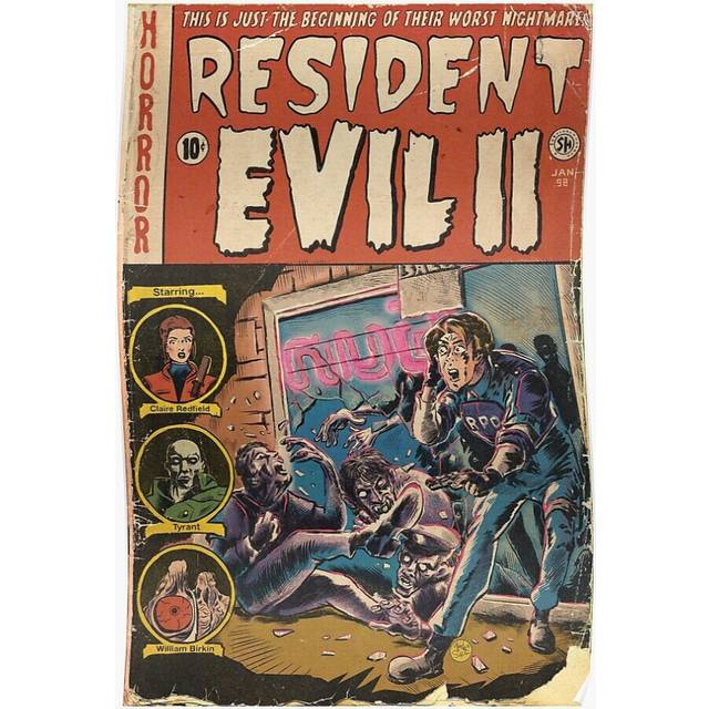 Posters Resident Evil 2 fan art Comic book cover 16x20 inch or 20x20 inch Wall Art Soccer Print