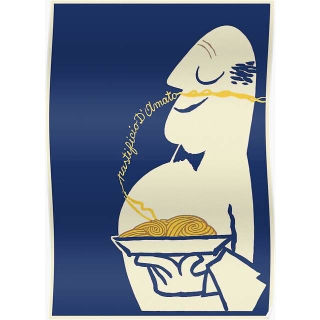 Posters Vintage Italian Pasta Whimsical Food Art Italy 16x20 inch or 20x20 inch Wall Art Soccer Print