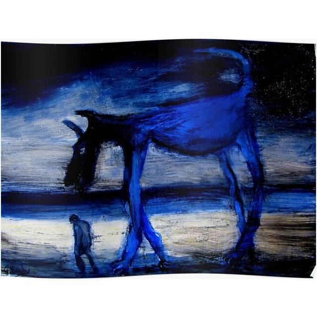Posters walking with the old blue dog 16x20 inch or 20x20 inch Wall Art Soccer Print