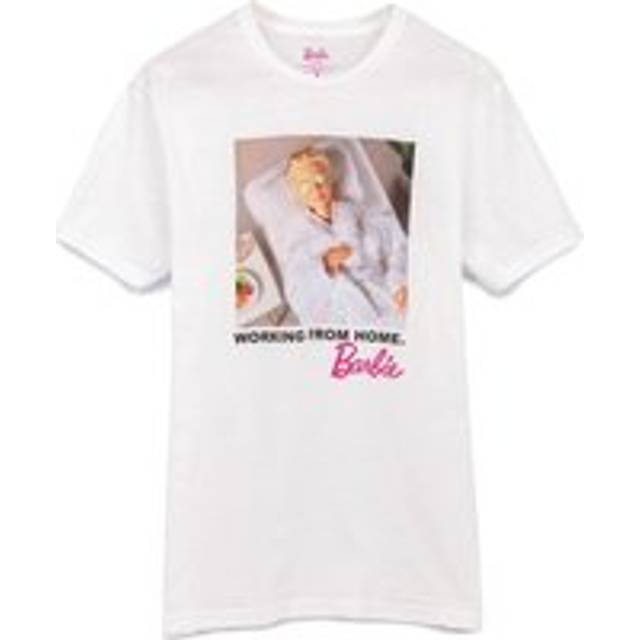 (M, White) Barbie Womens/Ladies Working from Home T-Shirt