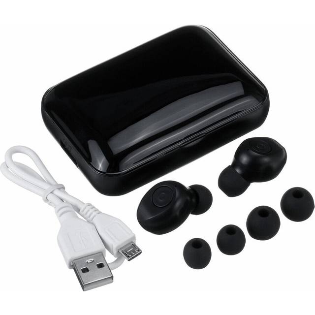 (Black) Wireless bluetooth Stereo Earphone Intelligent Control Waterproof Earbuds with LED Digital Display Charging Case