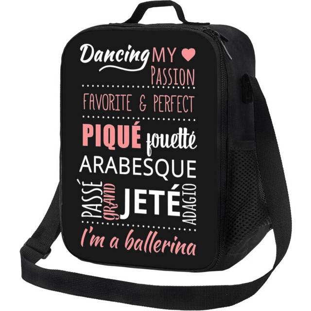 Kids Lunch Bag I'm A Ballerina !! Ballet Wordsal Dance Insulated Tote Box for Girls Boys Back to School