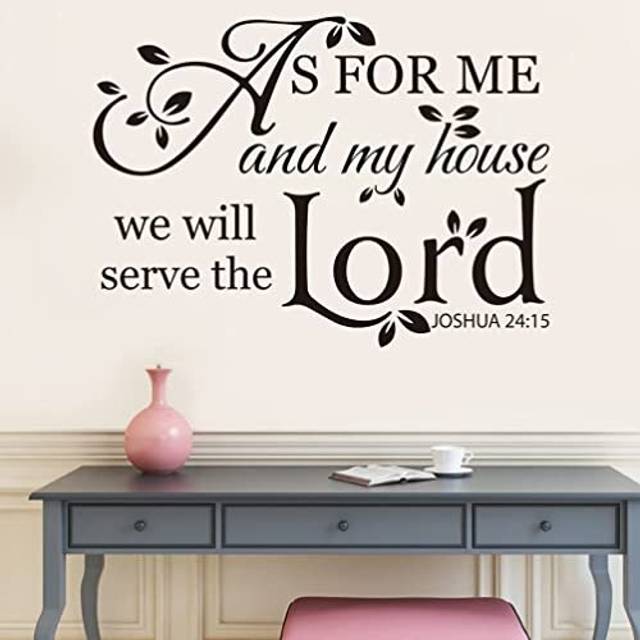 As for Me and My House, We Will Serve The Lord Vinyl Wall Art Decal Sticker, Bible Vinyl Wall Decals for Home Decor