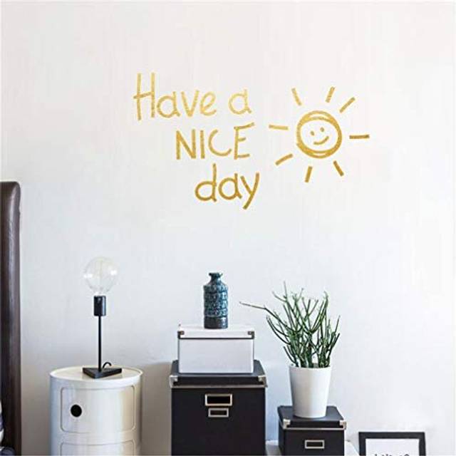 Creative English Alphabet Wall Stickers - Have a Nice Day & Sun Pattern, Removable Wall Decals Art Decor Stickers, DIY Home Decoration for Living Room
