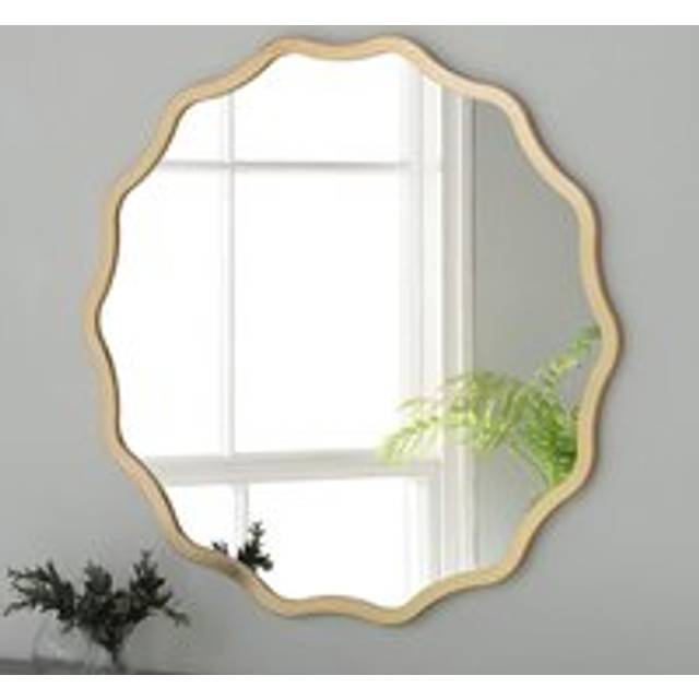 Yearn Mirrors Yearn Wavy Ripple Edged Gold Round Medium Mirror, Gold